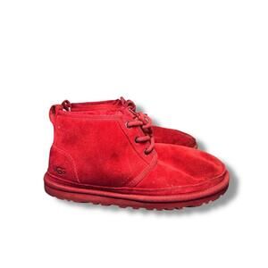 UGG Neumel Women’s Size 7 Red Suede Boots 3236 Sheepskin Lined Chukka Casual